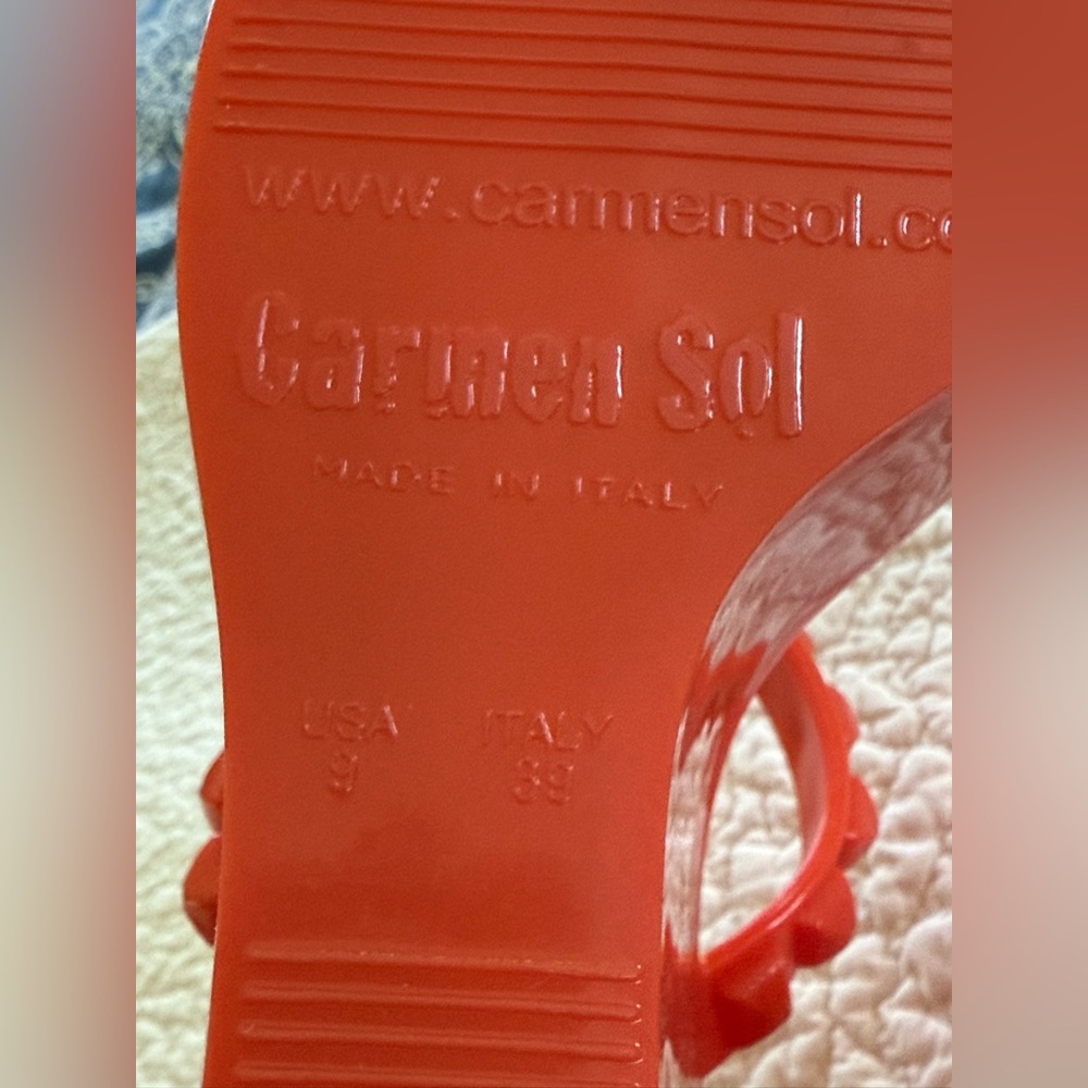Carmen Sol Red Wedge Sandals - Size 9 - Picture 6 of 7